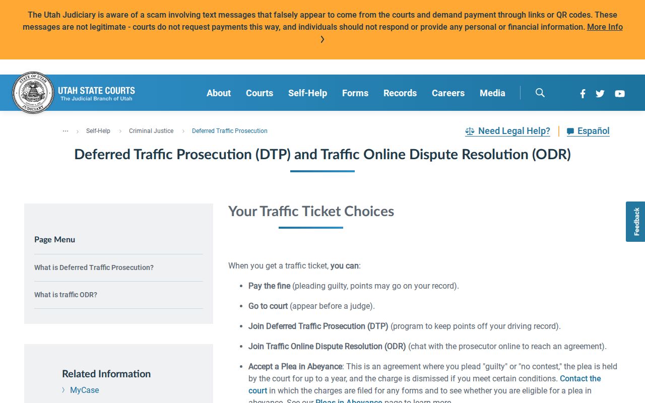 Summit County traffic court records and Deferred Traffic Prosecution timeline