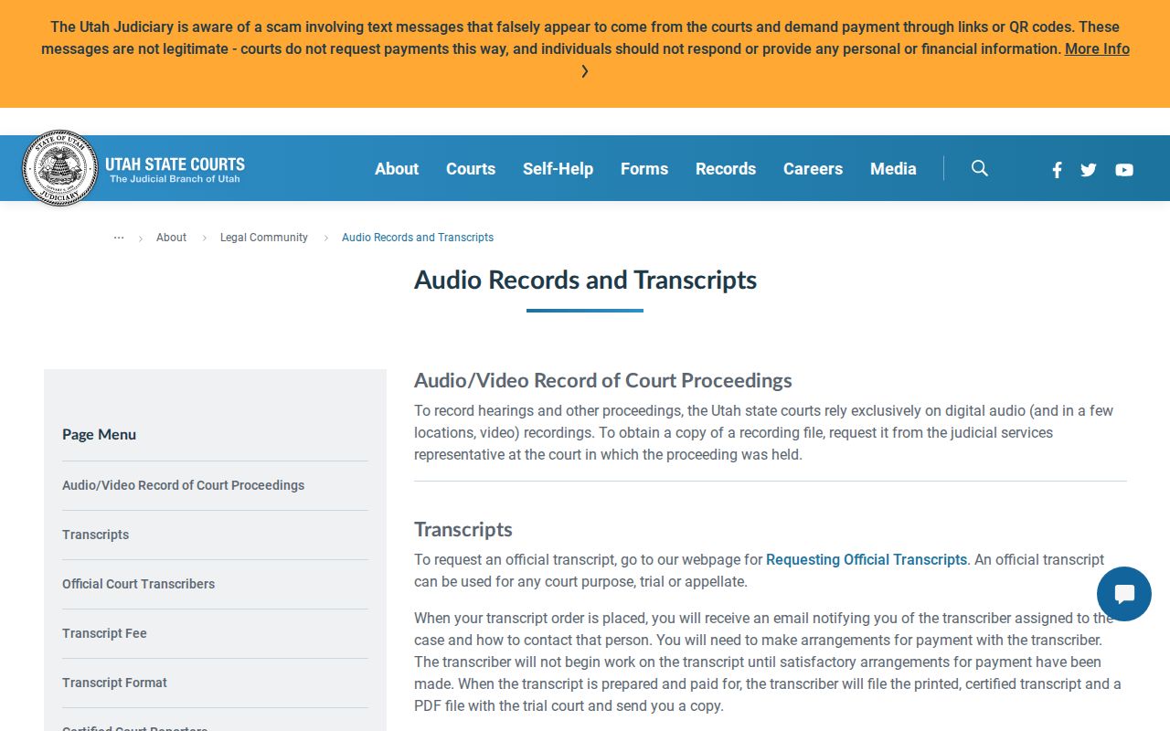 Summit County court records digital recording and transcript route